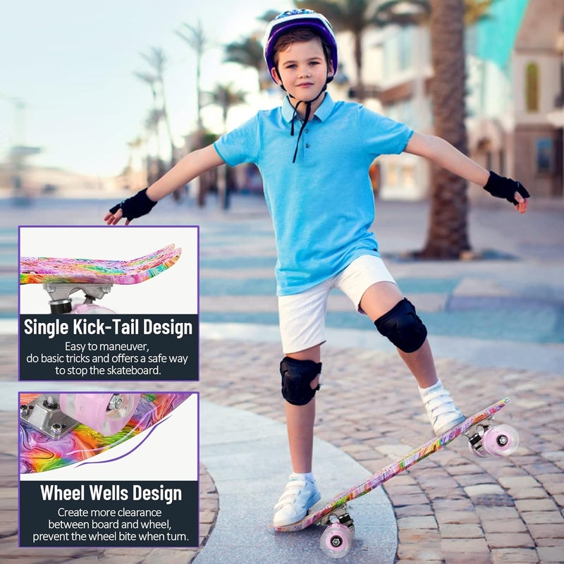 BELEEV 22 inch Skateboards for Kids, Cruiser Skateboard for Beginners Girls Boys Teens Adults, Mini Skateboards Classic Complete Skate Board with Skate T-Tool, Max Load 220 LBS - Image 5